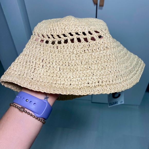 H&M Straw Crochet Bucket Hat- S/54- NWT - Picture 4 of 7